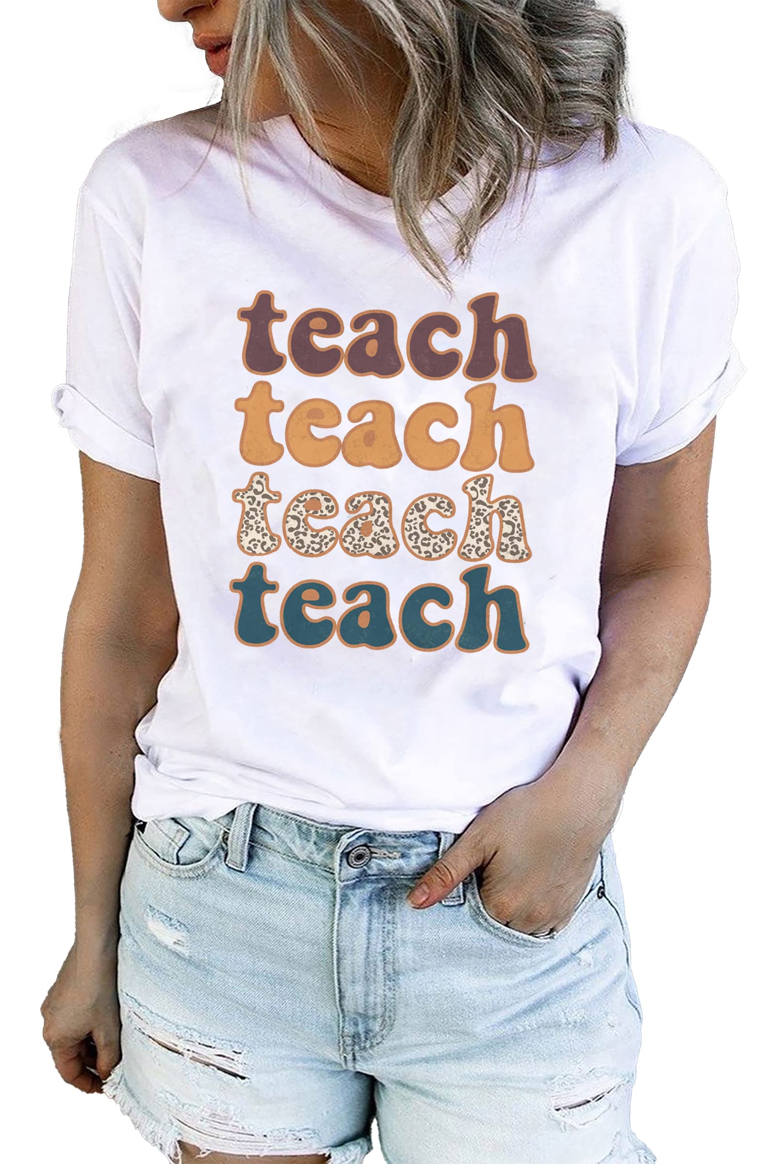Funny Teacher T-Shirt for Women - Short Sleeve Graphic Printed Blouse - Perfect Teacher Appreciation Gift & Casual Wear for Classroom, School Events & Everyday Outfits