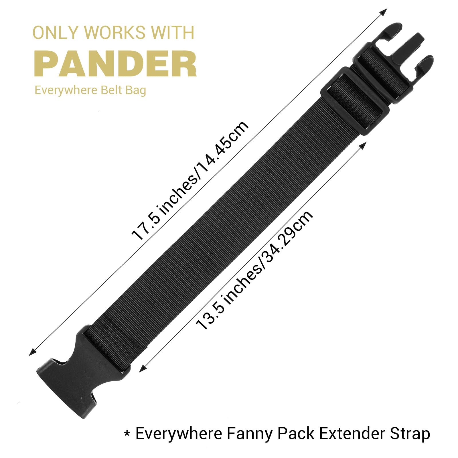 Adjustable Fanny Pack Extender Strap - Elastic Belt Bag Extension for Travel, Hiking & Everyday Use - Black Belt Bag Accessory for Waist Pack Expansion