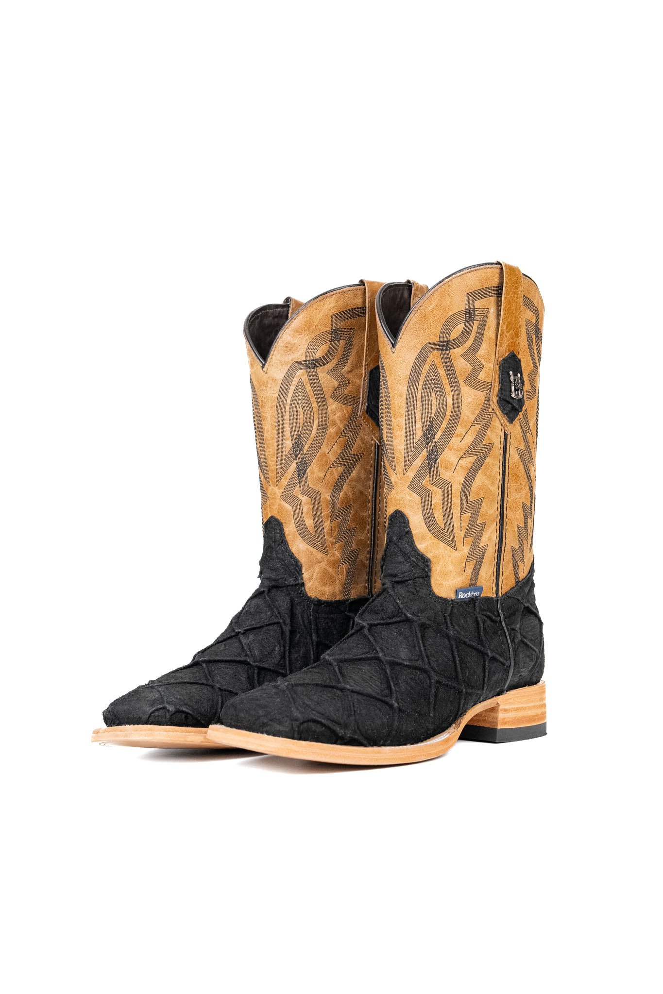 Renegade Big Bass Pirarucu Square Toe Cowboy Boots for Men - Western Style Leather Work Boots for Country Dancing, Rodeo & Outdoor Adventures