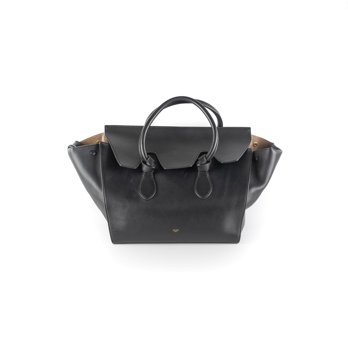 Celine Tie Tote Bag for Women - Black Leather Handbag with Shoulder Strap | Perfect for Work, Travel & Everyday Use