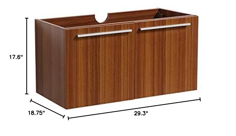 Fresca Vista 30 Inch Teak Wall Mounted Modern Bathroom Vanity Cabinet - Solid Wood Storage for Bath Essentials (Sink Not Included) | Perfect for Small Bathrooms, Powder Rooms & Contemporary Home Decor
