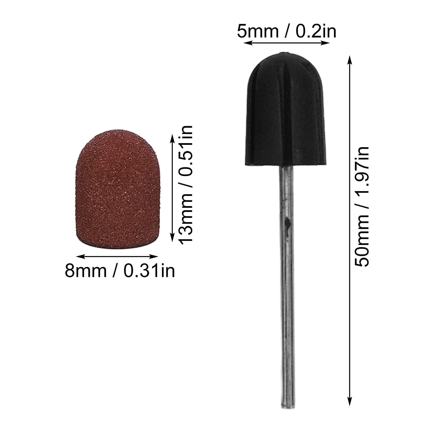 Professional Set of 2 Nail Sanding Drill Bits - Multi-Grit Sanding Heads for Acrylic & Gel Nails - Perfect for Nail Salons, DIY Manicures & Home Nail Care