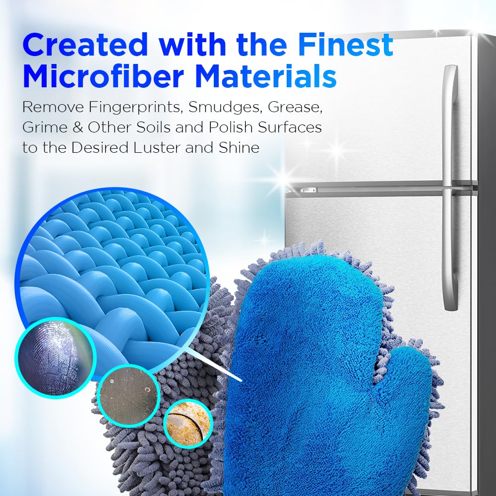 Stainless Steel Cleaner & Polish Kit – 2-in-1 Microfiber Mitt & Full Gleam Cleaner for Appliances, Fixtures | Easy Cleaning for Home, Kitchen, Office | Shine & Protect Refrigerators, Sinks, Ovens