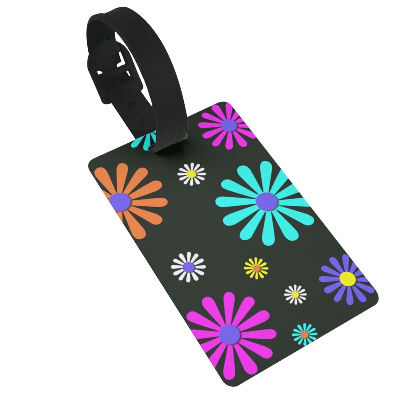 Colorful Flower Luggage Tags - Funny Suitcase ID Tags for Travel Bags, Backpacks & Carry-ons - Personalized Name Labels for Women, Men & Kids - Perfect for Airports, Cruise Ships & School Backpacks
