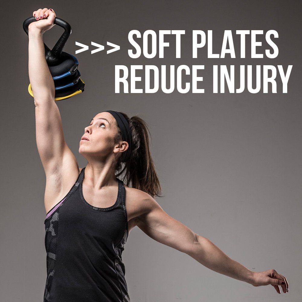 Hyperwear SoftBell Adjustable Kettlebell Set - Soft Vinyl-Coated Weight Plates with Rubber Base for Home Gym - Compatible with SoftBell Barbell & Dumbbell - Perfect for Strength Training, HIIT Workouts & CrossFit