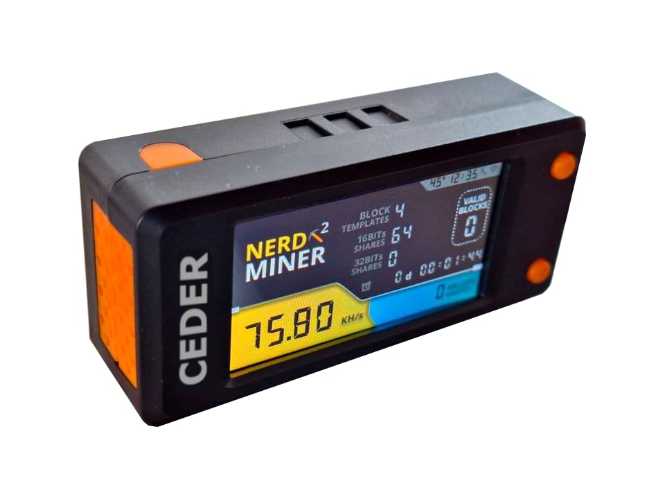 Bitcoin Miner - CEDER Nerdminer V2 Pro 79KH/S Solo BTC Miner with Low Power Consumption, WiFi & USB-C, Pre-Assembled (T-Display) - Perfect for Home Mining, Small-Scale Bitcoin Operations & Crypto Enthusiasts