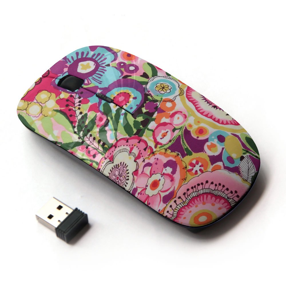 2.4G Wireless Optical Mouse with Floral Pink Pattern - Perfect for Women, Office, Home & Gaming Use
