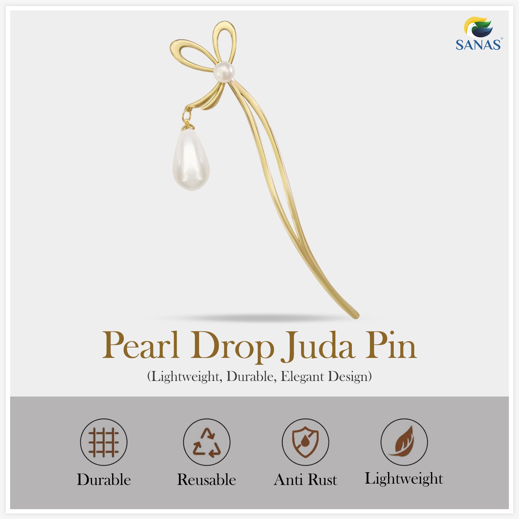 Elegant Korean Hair Stick for Women - 1PC Metal Hair Bun Pin with Pearl Accent | Perfect for Updos, Buns & Braids | Cute Hair Accessories for Girls & Women