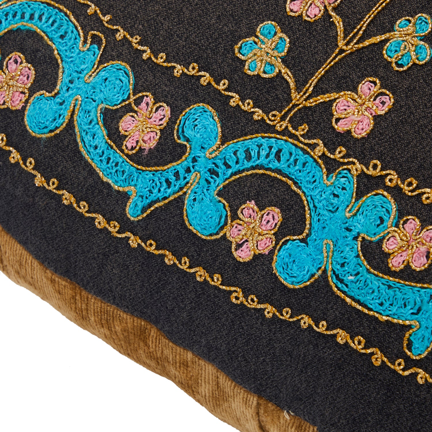 Black Floral Lumbar Pillow - Support Cushion for Sofa, Bed & Office Chair - Home Decor Accent for Living Room, Bedroom & Dorm