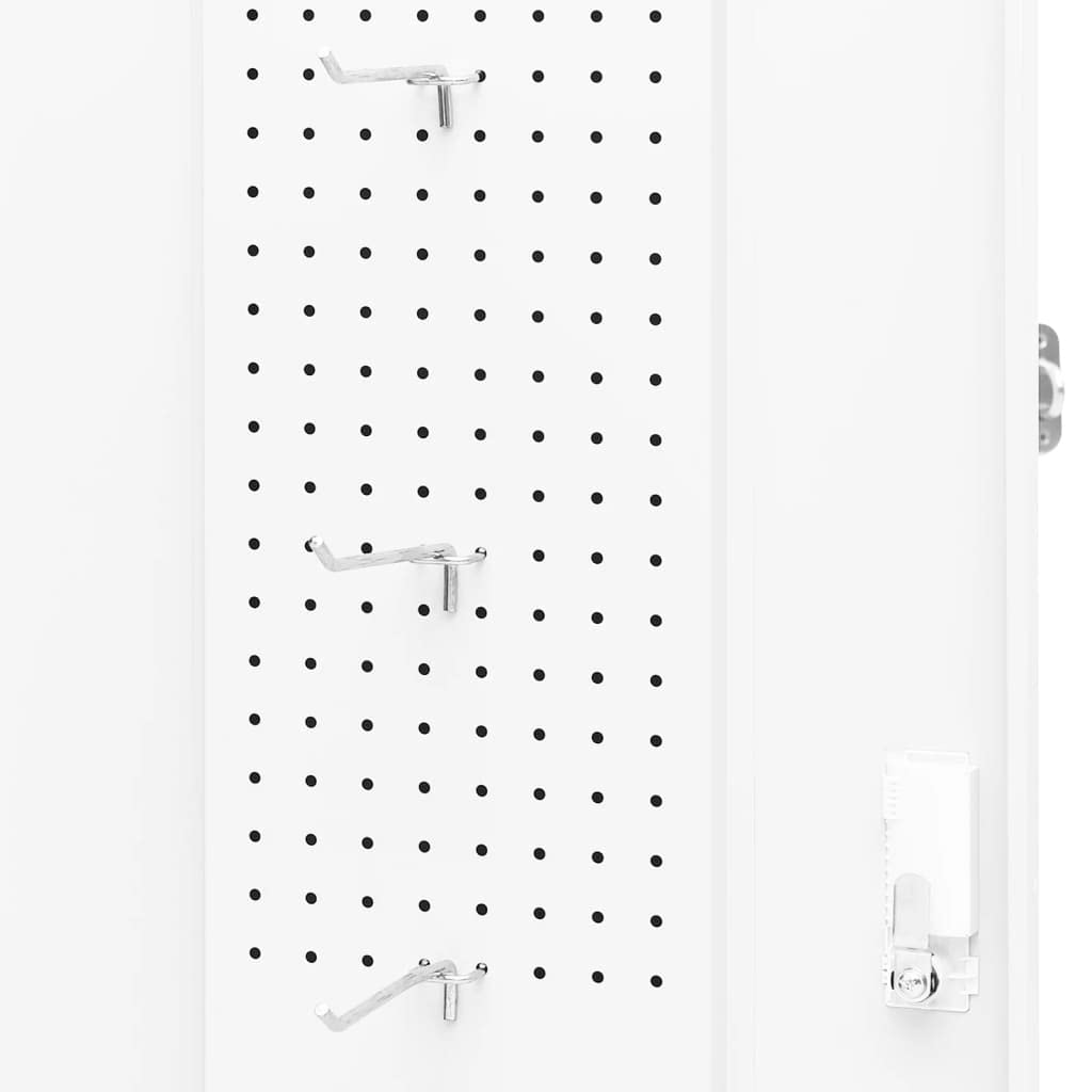 vidaXL White Steel Horse Saddle Rack Storage Cabinet with Shelf 53x53x140cm - Organize Riding Equipment & Tack Room Gear for Equestrian Enthusiasts