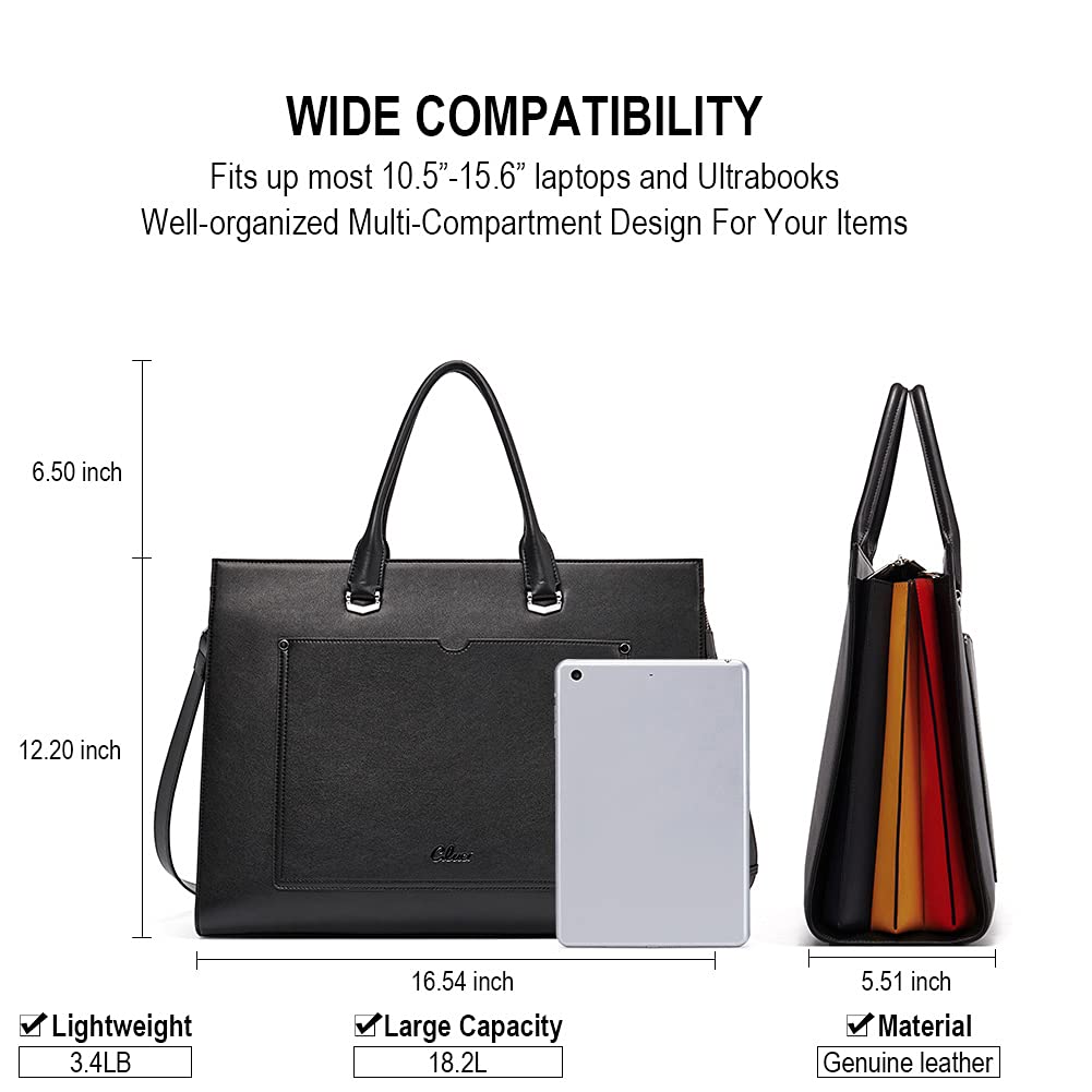 CLUCI Vegan Leather Briefcase for Women - 15.6 Inch Laptop Bag with Large Pockets, Professional Business Shoulder Bag for Office, Work, Travel & Commuting