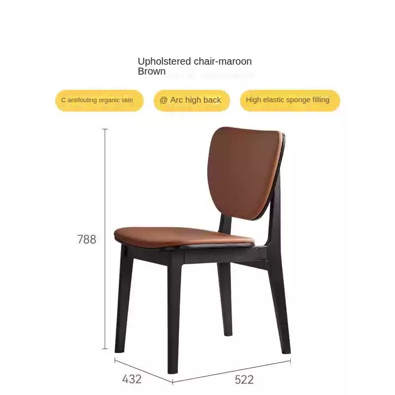 Premium Oak Solid Wood Organic Leather Soft Chair - Comfortable & Stylish Seating for Living Room, Office, or Lounge