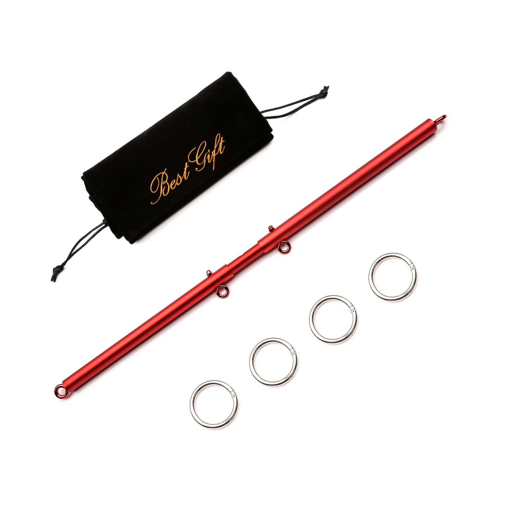 Expandable Spreader Bar for Home Gym - Adjustable Fitness Equipment with Flocking Storage Bag (Red) - Perfect for Indoor Workouts, Stretching & Strength Training
