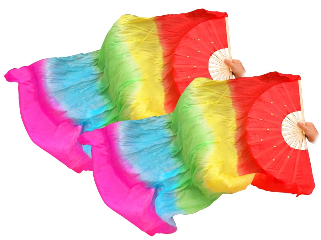 1 Pair 180cm Silk Belly Dance Fans - Chinese Dance Fan Veil, Long Imitation Silk Dance Props for Dancer Practice, Perfect Gift for Belly Dancers, Ideal for Performances, Stage Shows, and Dance Classes