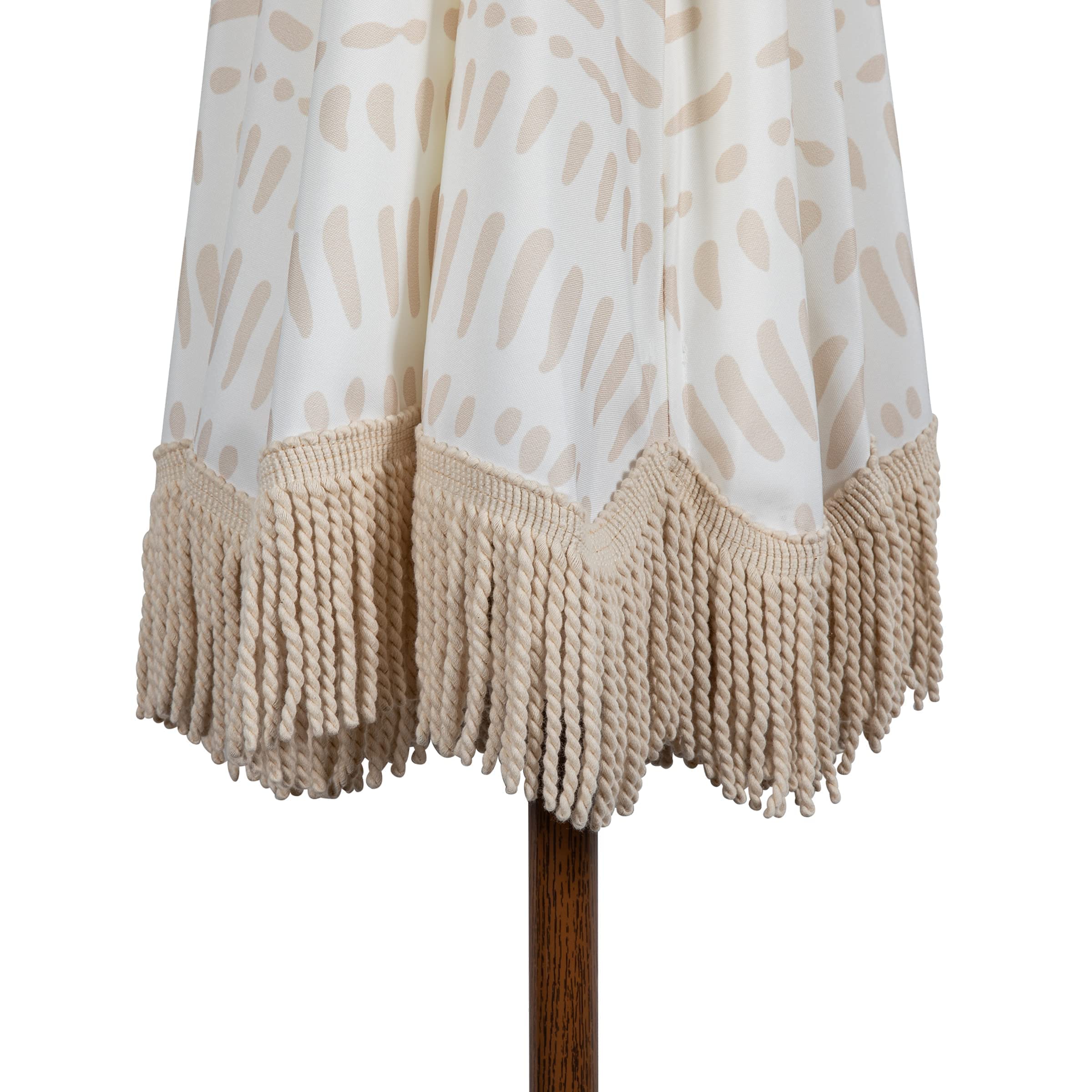 BEACH STATE Summerland 6.5ft Fringed Beach Umbrella - UV50+ Sun Protection Patio & Outdoor Umbrella for Poolside, Backyard, and Beach Relaxation