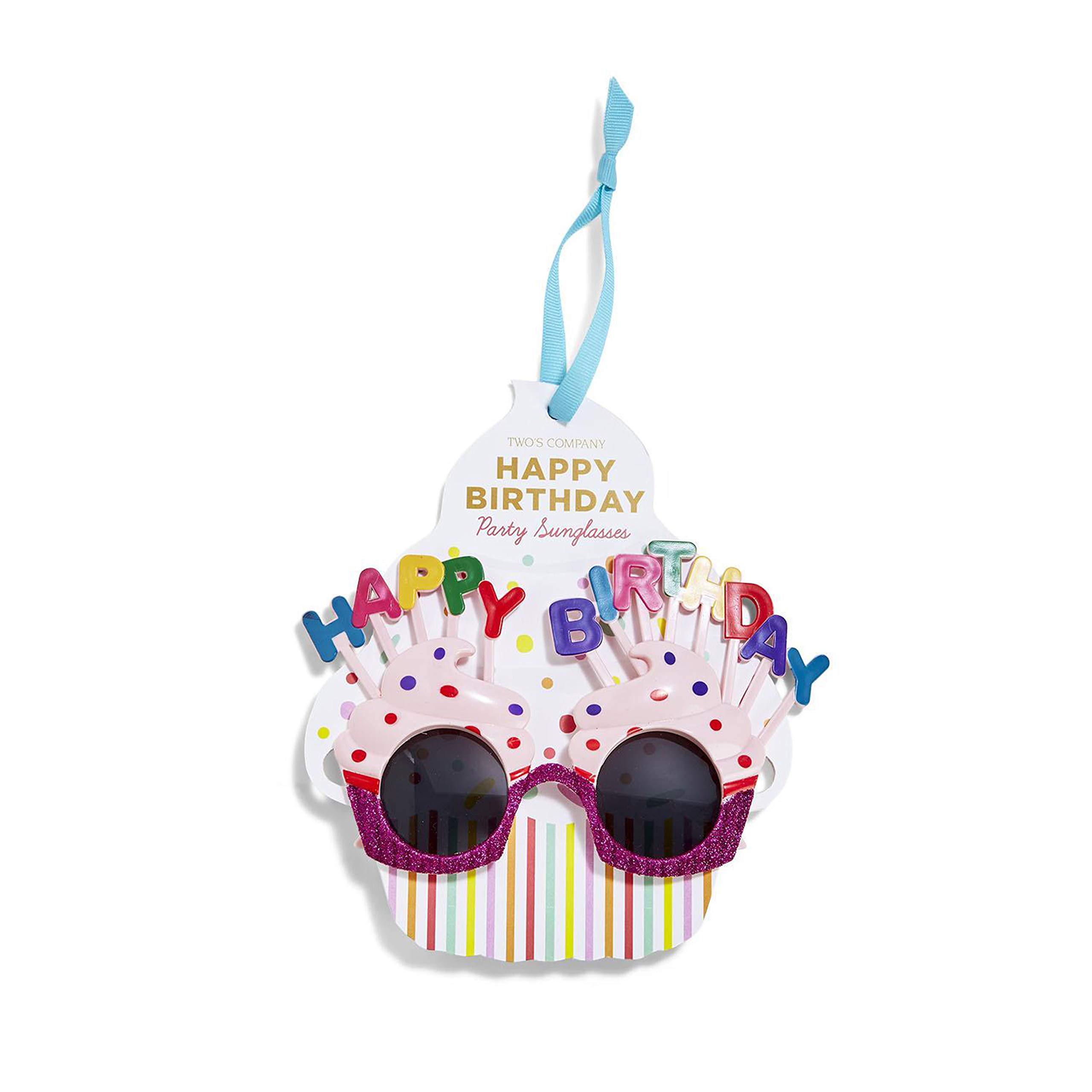 Funny Happy Birthday Novelty Glasses for Adults - 2 Color Plastic Party Glasses with Gift Card - Perfect for Birthday Parties, Celebrations & Photo Props