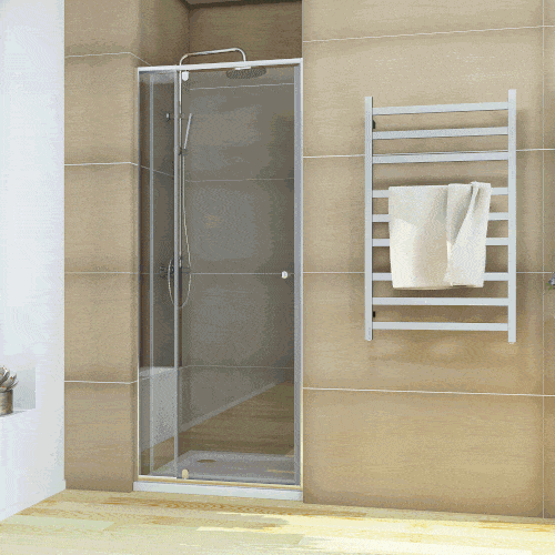 ELEGANT SHOWERS Semi-Frameless Shower Screen with Adjustable Pivot Door - Modern Bathroom Upgrade for Spa-Like Experience