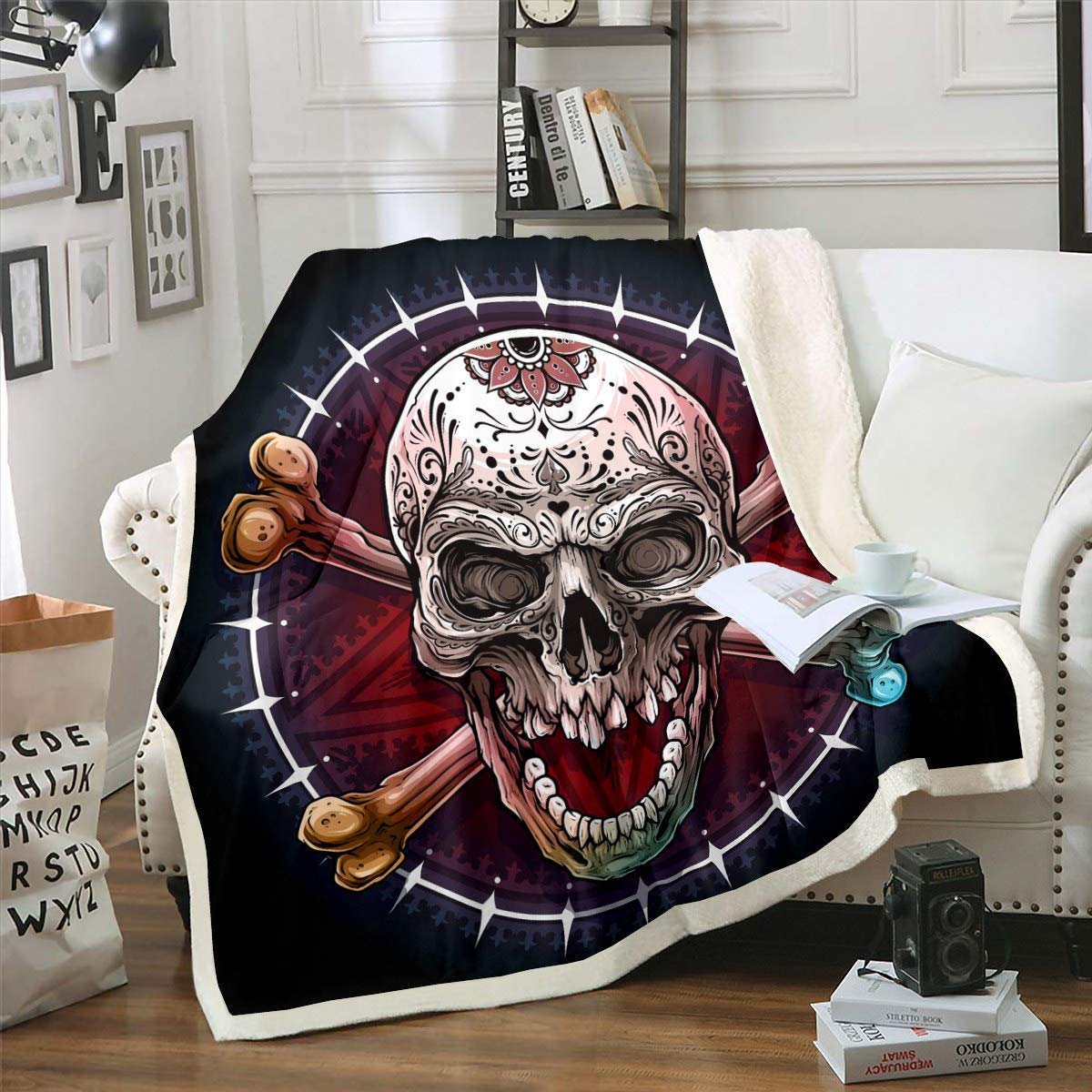 Feelyou Skull Print Fleece Blanket 30