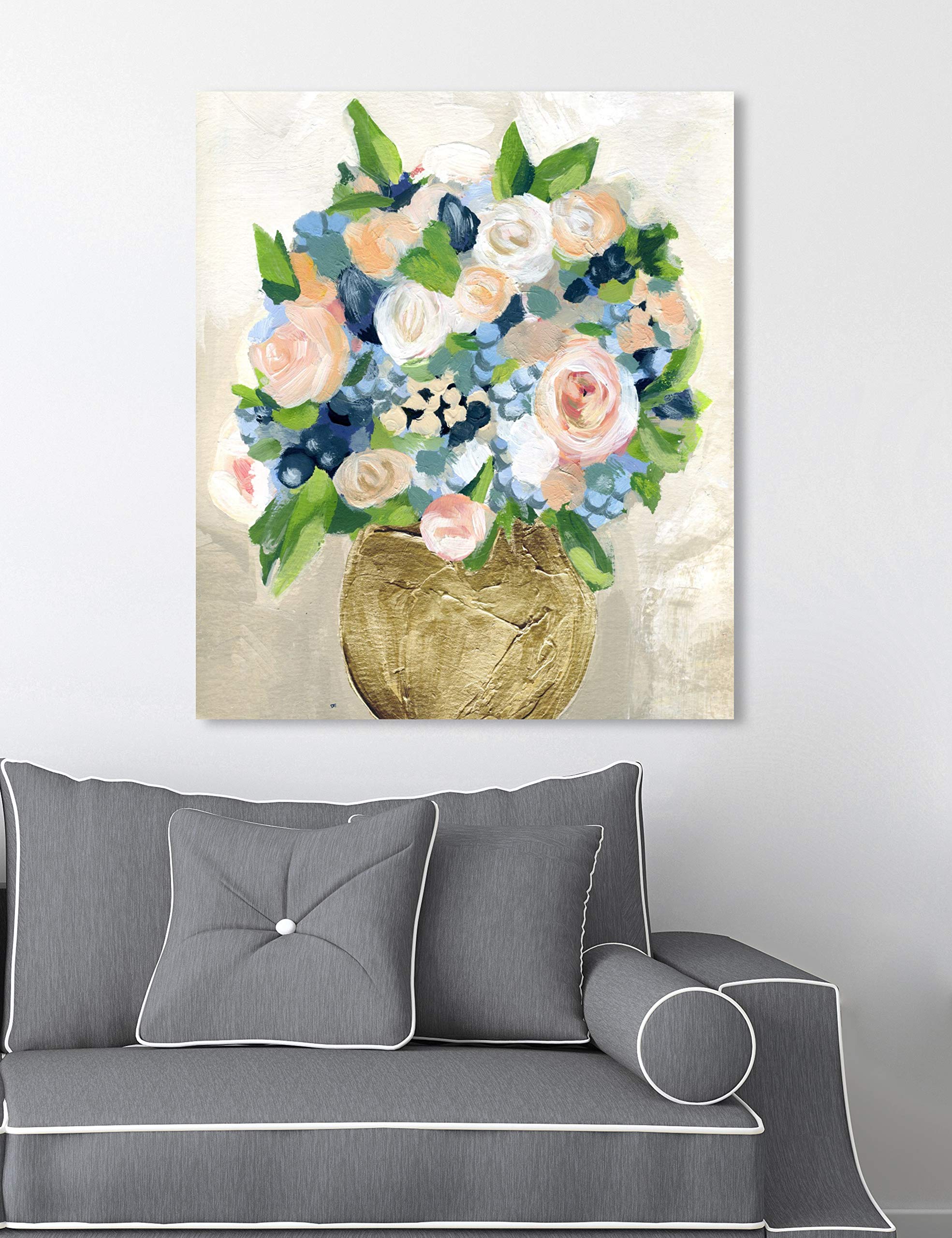 Oliver Gal Artist Co. Floral Wall Art Canvas Print - 'June Peonies' Home Decor Painting, 20x24 Inches, Orange & Green Botanical Art - Perfect for Living Room, Bedroom & Office Wall Decor
