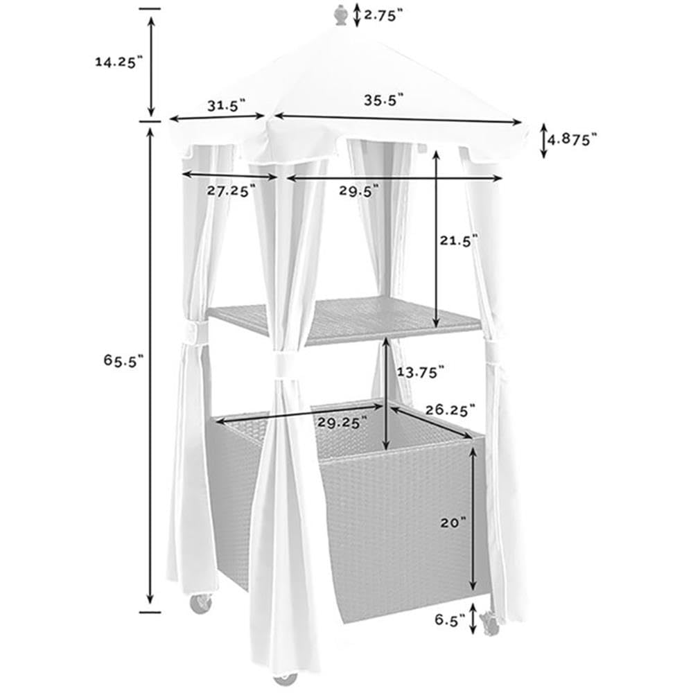 Cream Wicker Patio Towel Valet with Cover - Outdoor Bathroom & Poolside Organizer for Beach Towels