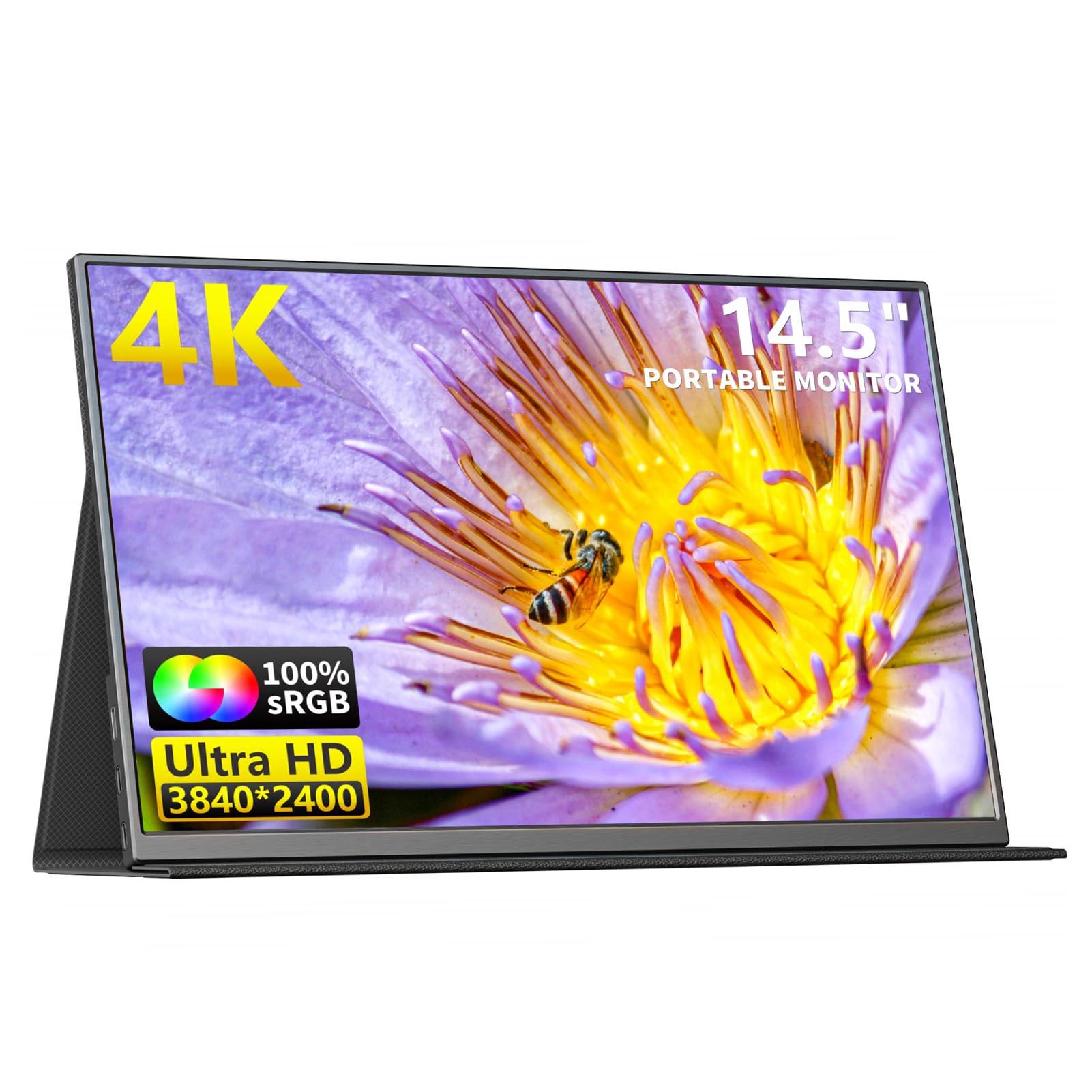 Yanmis 14.5 Inch Portable Monitor - 4K UHD 3840x2400 IPS Screen, 60Hz Refresh Rate, 16:10 Aspect Ratio - External Laptop Display for Gaming, Work & Travel | Perfect for Remote Work, Gaming Setup & Business Presentations