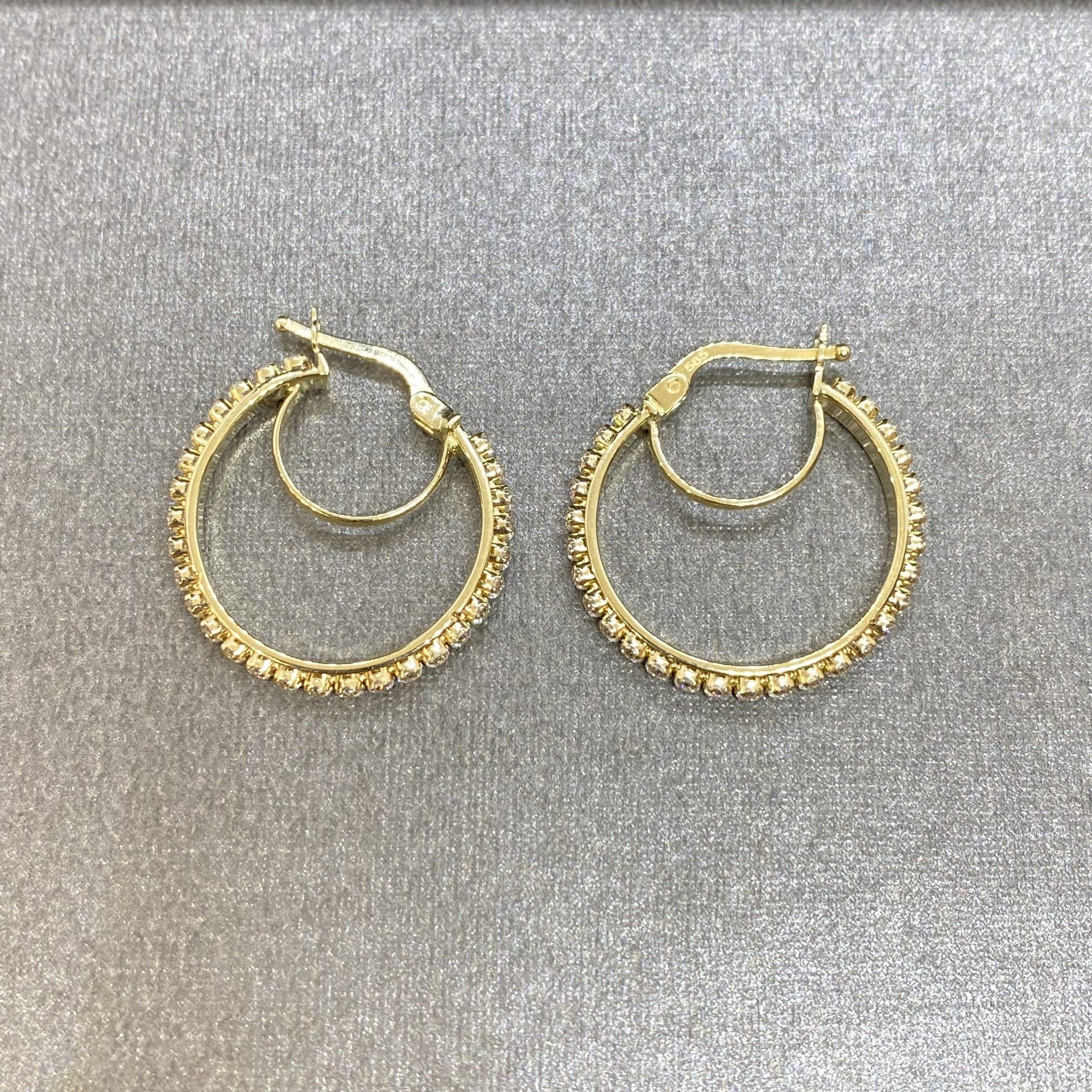 14K Solid Gold CZ Hoop Earrings for Women - Dainty Small & Large Cubic Zirconia Hoops - Perfect Christmas Birthday Gift for Her, Mom, Girlfriend (20mm Big Hoop) - Elegant Everyday Wear & Special Occasion Jewelry