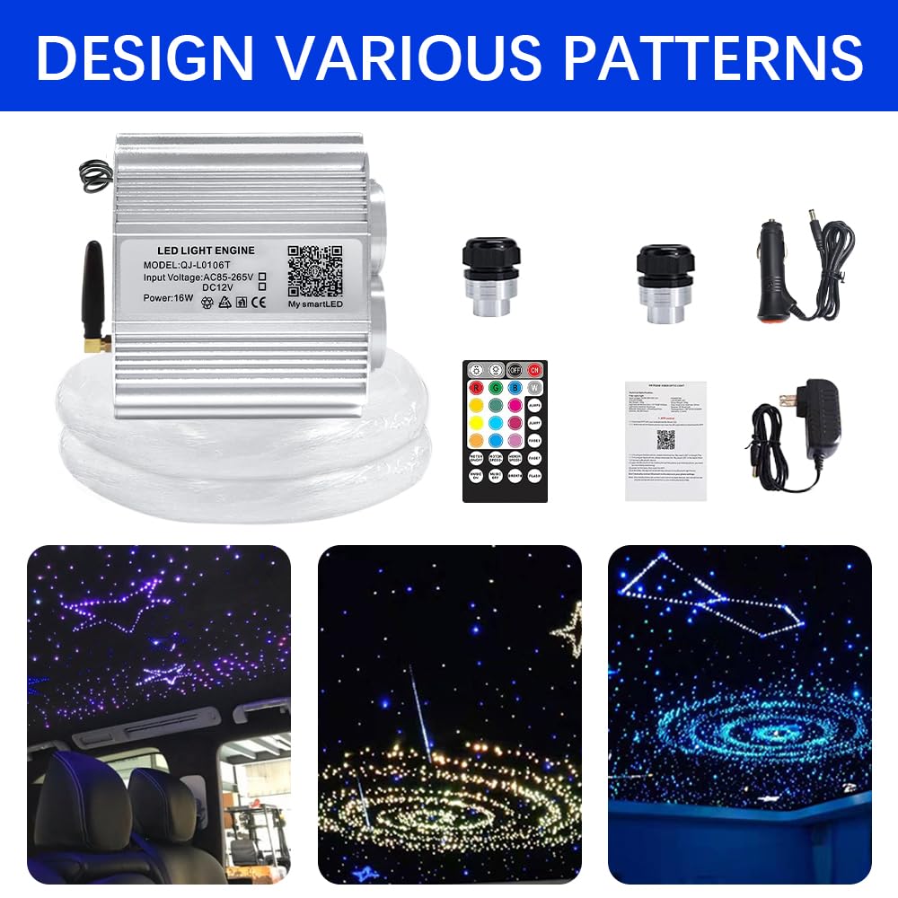 16W Dual Head Twinkle Fiber Optic Lights Kit with Bluetooth & RGBW LED - APP/Remote Control for Car, Home Ceiling & Star Sky Light (720pcs 0.03in 9.8ft) - Perfect for Bedroom Decor, Parties & Relaxation
