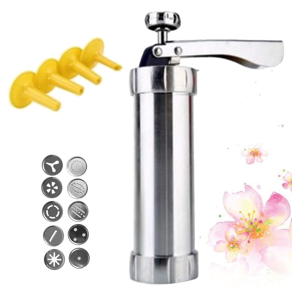 DIY Cookie Press Machine - Stainless Steel Cookie Maker with 12 Nozzles for Homemade Cookies, Crackers & Desserts | Perfect for Baking, Cake Decorating & Sugarcraft | Ideal for Holidays, Parties & Gift Giving