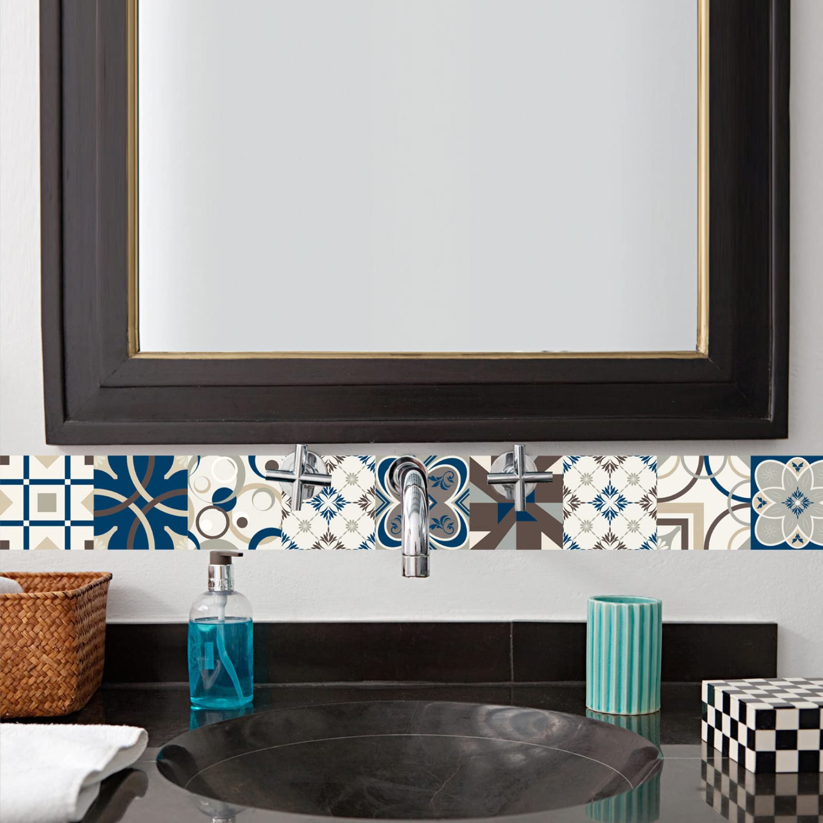 Retro Peel and Stick Tile Stickers - 10cm×10cm Waterproof Self-Adhesive Wall Decals for Kitchen, Bathroom, Backsplash & Waistline - 10PCS Pack (Perfect for Home Renovation & DIY Projects)
