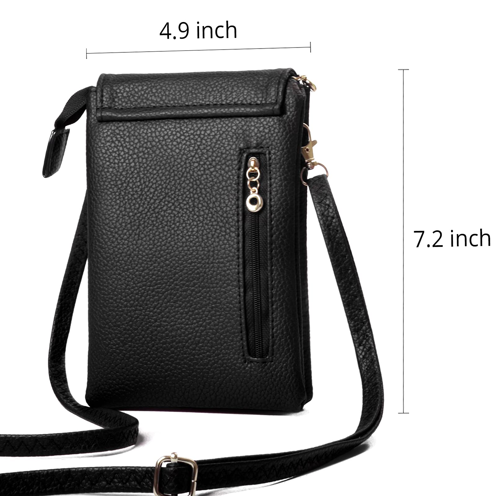 WITERY Small Crossbody Bags for Women - PU Leather Mini Phone Purse, Lightweight Black Cell Phone Wallet Pouch - Perfect for Travel, Shopping & Everyday Use