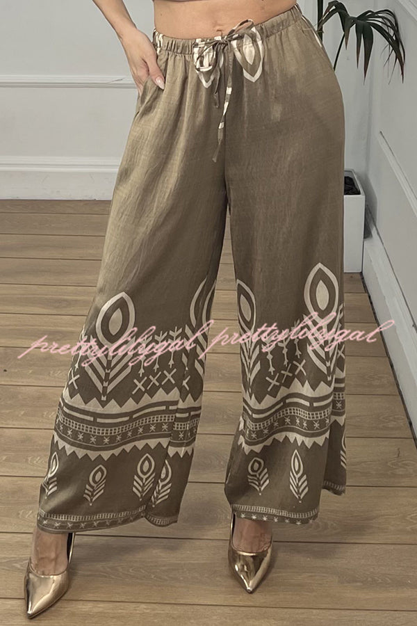 Stylish Elastic Waist Wide Leg Pants with Pockets - Comfortable Casual Women's Trousers for Work, Travel & Everyday Wear