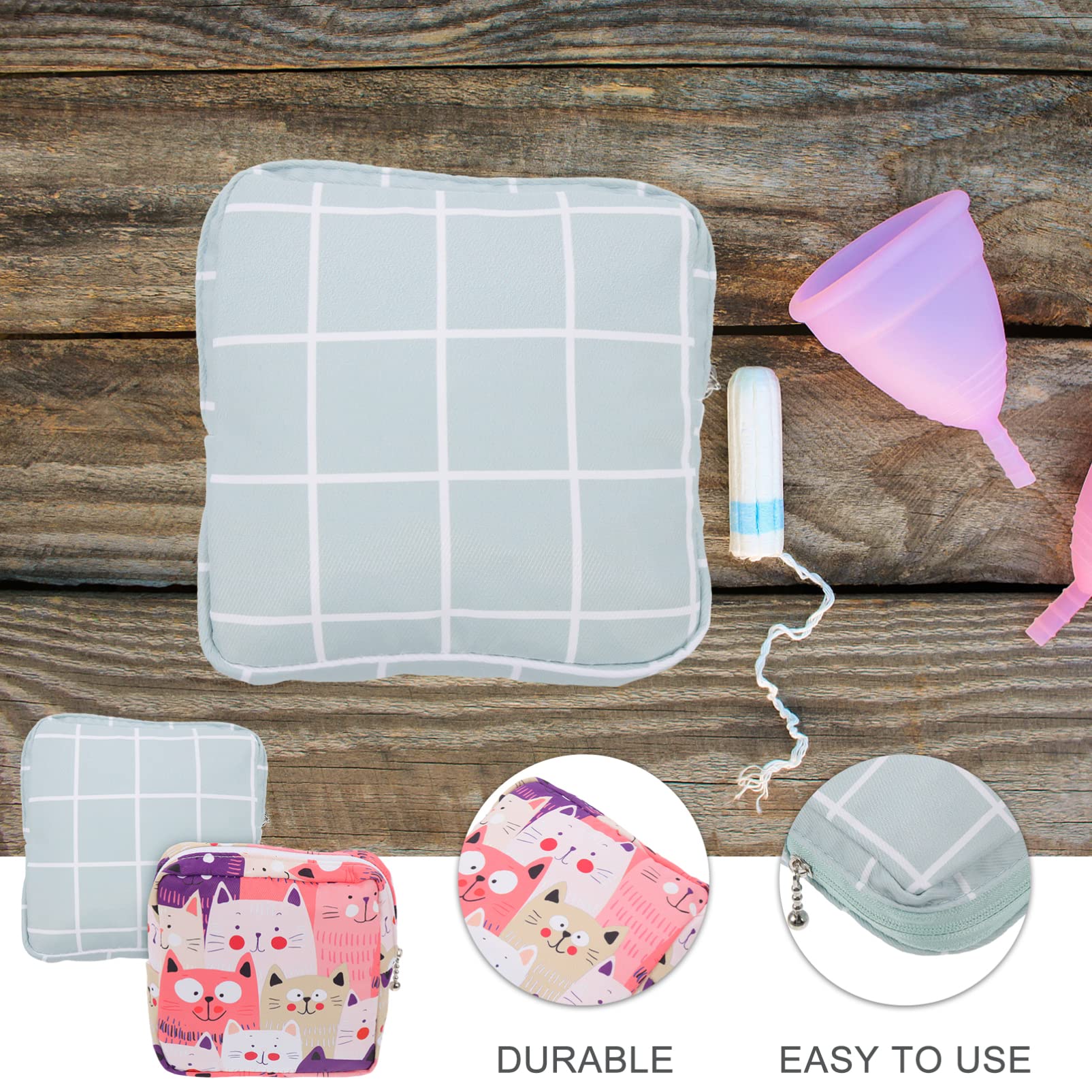 Lurrose 4-Pack Cotton Storage Bags for Pads & Tampons - Reusable Organizer for Sanitary Napkins, Nursing Pads & Wallet - Breathable Multifunctional Pouch for Women & Girls (Perfect for Travel, Gym & Daily Use)