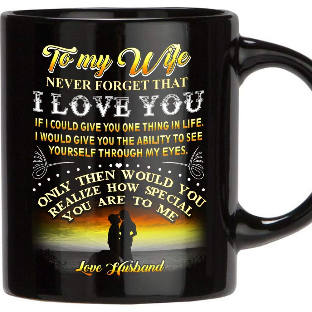 TERAVEX 11 oz Ceramic Coffee Mug - Romantic Gift for Wife with 