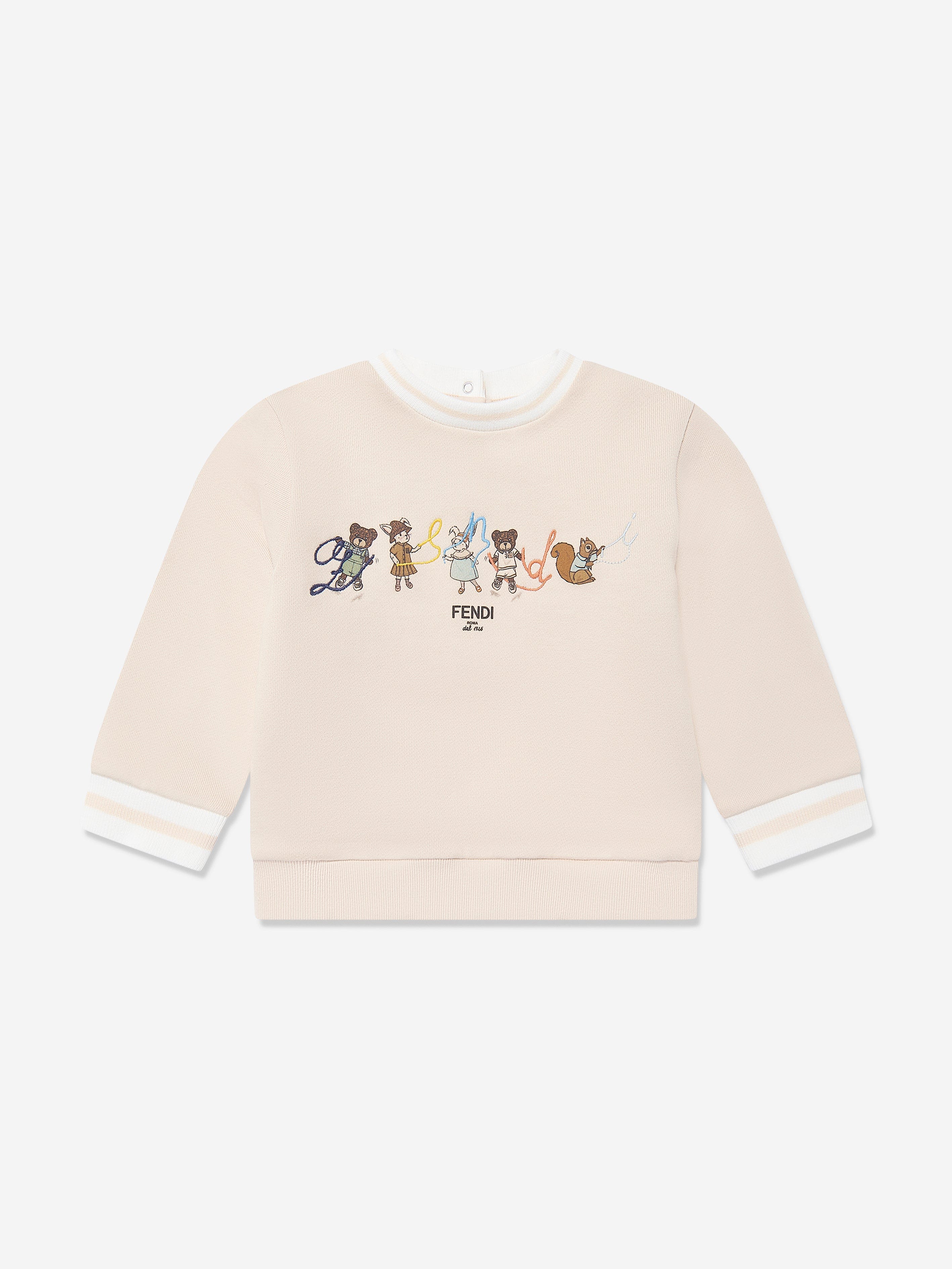 Soft Beige Baby Animal Logo Sweatshirt - Cute & Cozy Pullover for Kids & Toddlers - Perfect for Playdates, Family Outings & Casual Wear