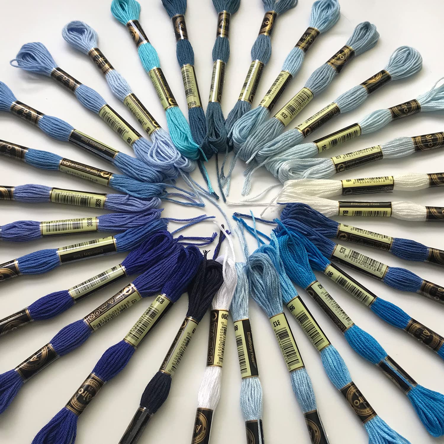 30 Skeins Embroidery Floss for Cross Stitch, Friendship Bracelets & DIY Crafts - Includes 10 Bobbins & 2 Needle Threaders (Blue) - Perfect for Handmade Jewelry, Sewing Projects & Home Decor