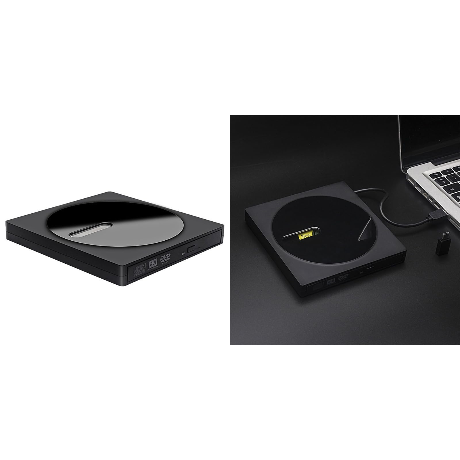 GMBYLBY便携式外置光驱 USB-C/USB3.0 DVD刻录机 适用于笔记本电脑 轻薄本 台式机 外接DVD播放器 办公学习 家庭影院 数据备份