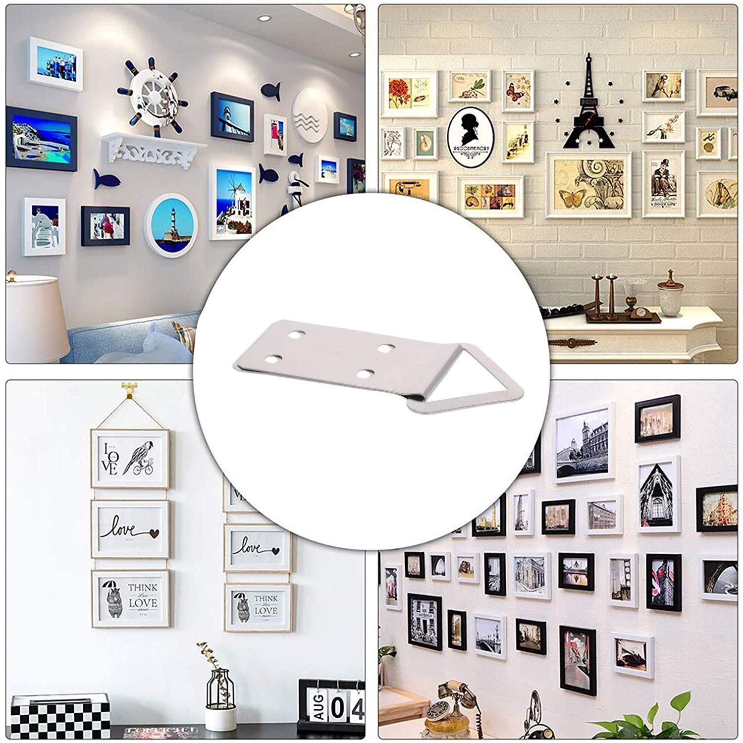 MroMax 50PCS Silver Picture Frame Hangers for Home Decor & Photo Display