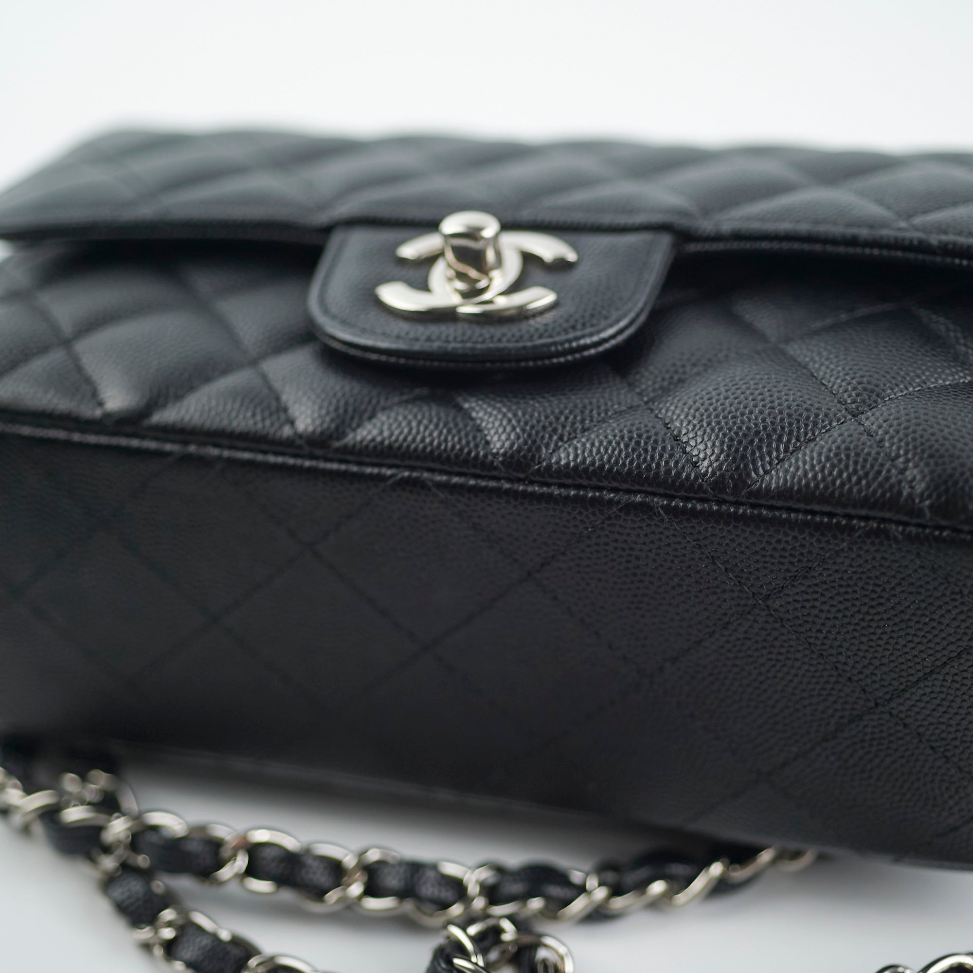 Chanel Mini Rectangular Black Caviar Leather Crossbody Bag with Edge Stitching - Luxury Designer Handbag for Women, Perfect for Date Night & Evening Events