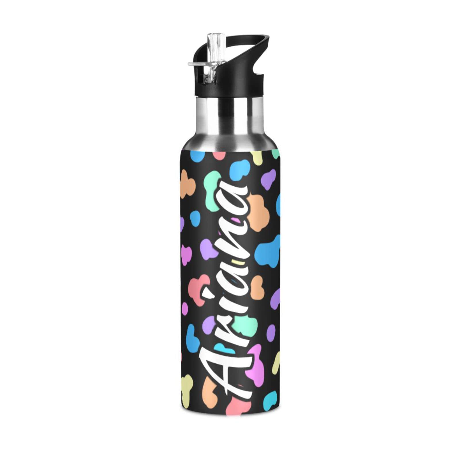 Custom 33oz Insulated Sports Water Bottle with Straw Lid - Personalized Cow Print Reusable Water Bottle for Hiking, Gym, Travel & Outdoor Activities | Leakproof & BPA-Free