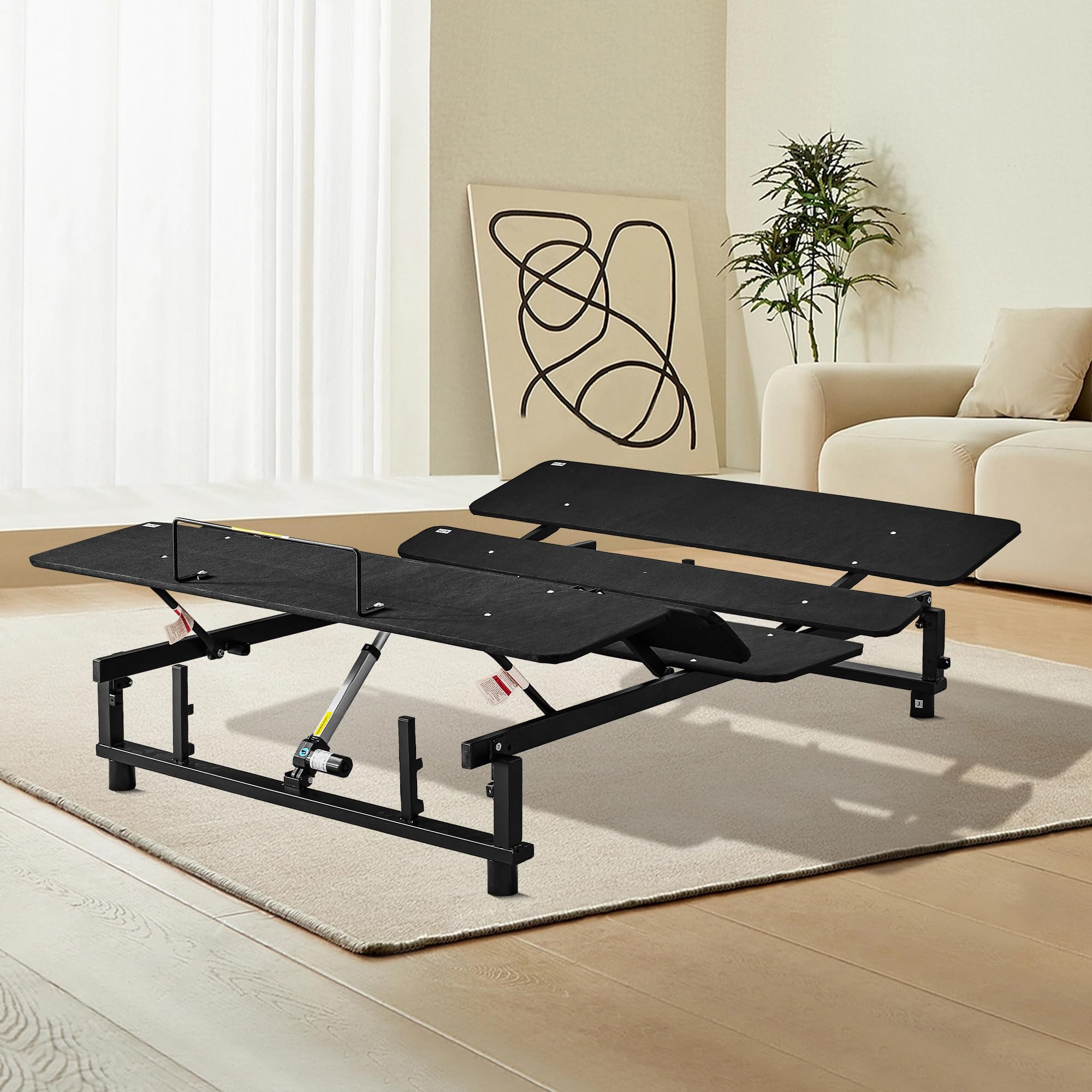 Queen Size Adjustable Bed Frame with Wireless Remote - Zero Gravity, Head & Foot Incline, Quiet Motor - Black | Perfect for Back Pain Relief & Home Theater Comfort