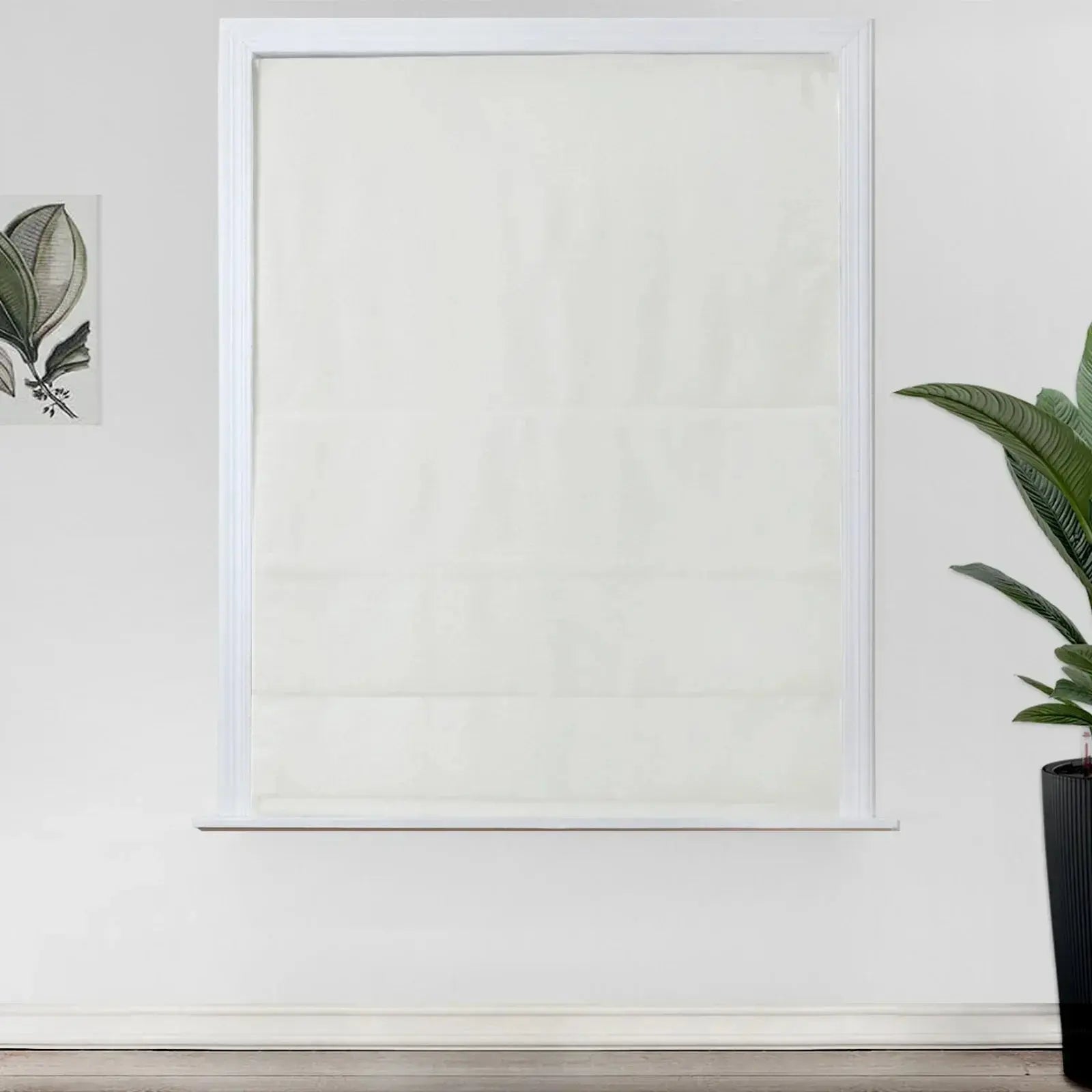 Birkin Velvet Roman Shade - Cordless Window Treatment with Wooden Headrail for Living Room & Bedroom Blackout