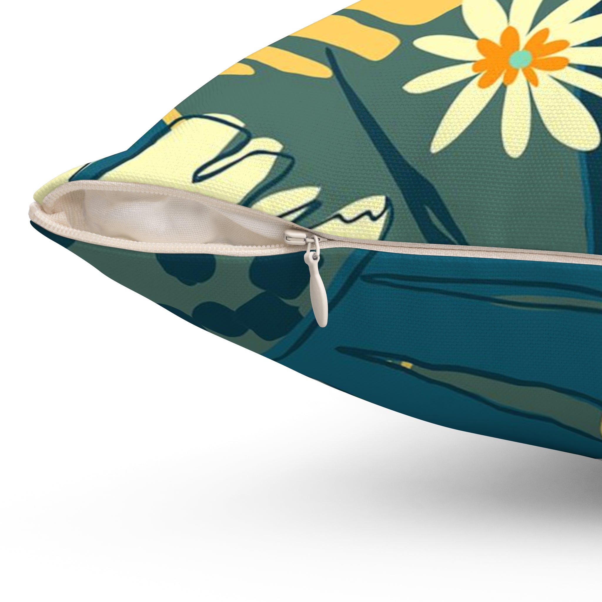 Jungle Blues Tropical Throw Pillow - Modern Boho Home Decor Accent for Couch, Sofa & Bedroom