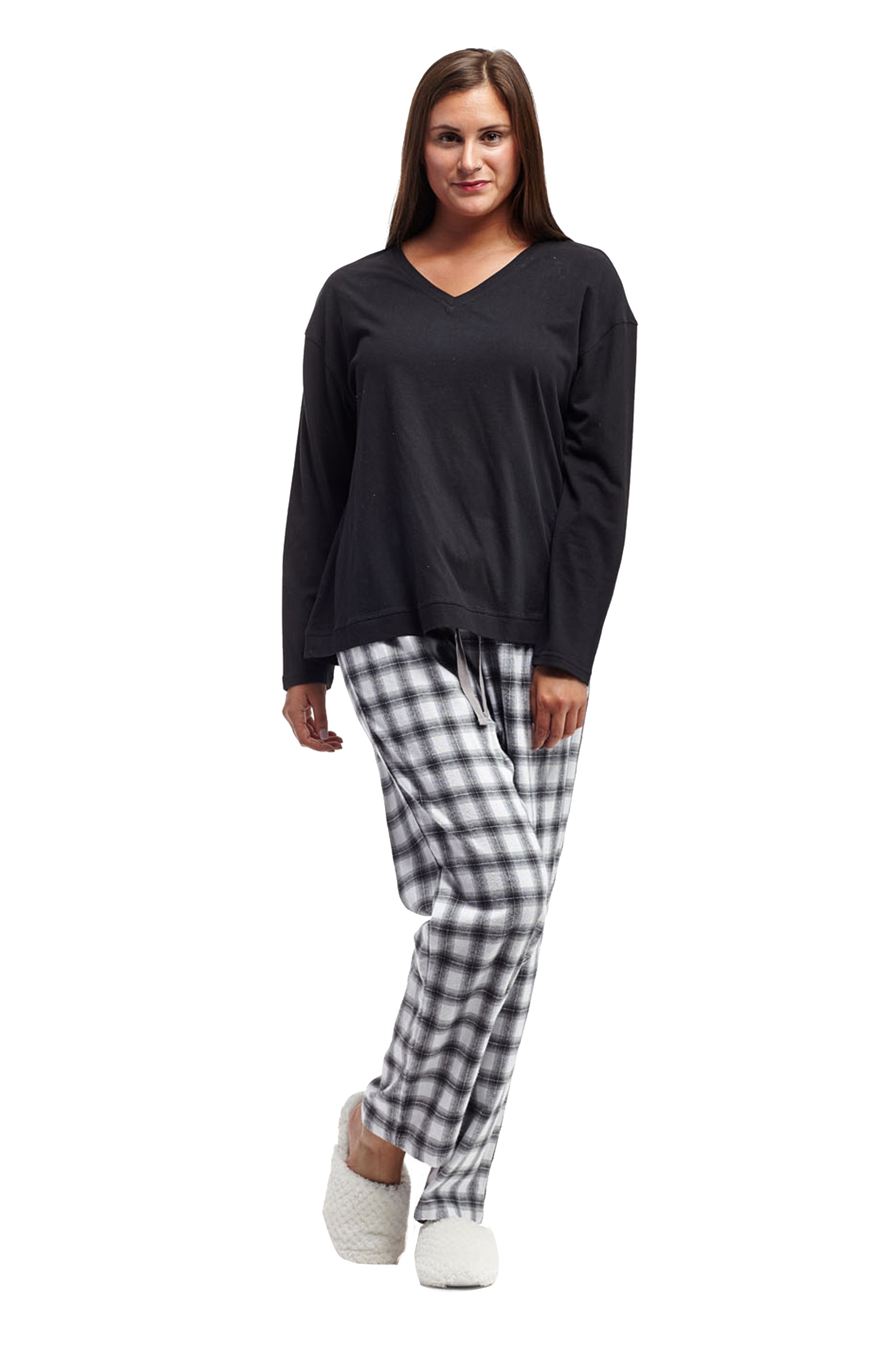 Cozy Plaid Pajama Set for Women - Soft Flannel Sleepwear with Pockets - Perfect for Lounging, Sleepovers & Winter Nights