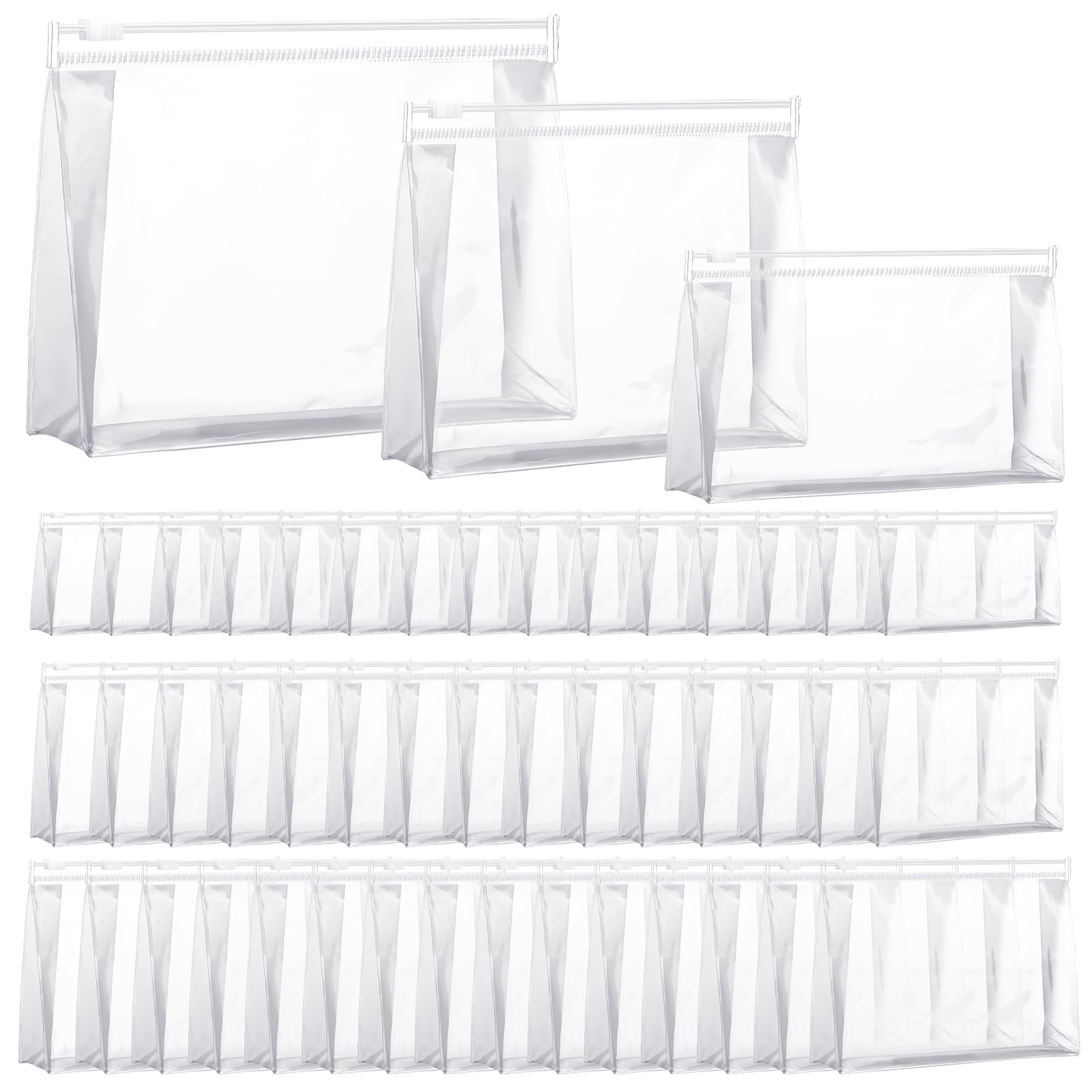 Xuniea 50 Pack Mini Clear Makeup Bags - Small Transparent Zipper Pouches for Travel Toiletries & Cosmetics - Waterproof Plastic Organizer for Women & Men - 7.1