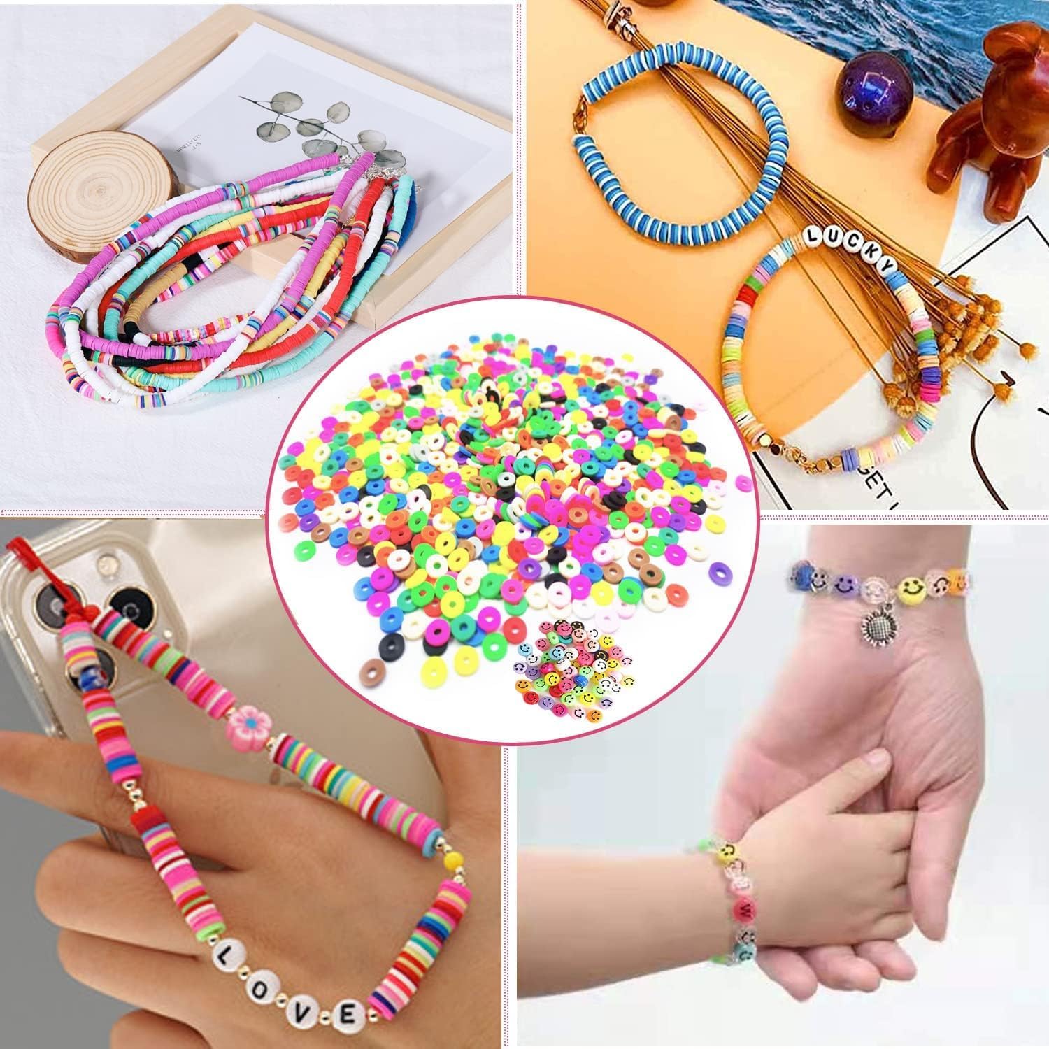 **Sugarglow Kids Beads Craft Kit - DIY Jewelry Making Set with Loose Beads for Bracelets, Necklaces, Earrings & Rings - Multicolor 7x4mm (Perfect for Birthday Gifts, Party Favors & Creative Play)**