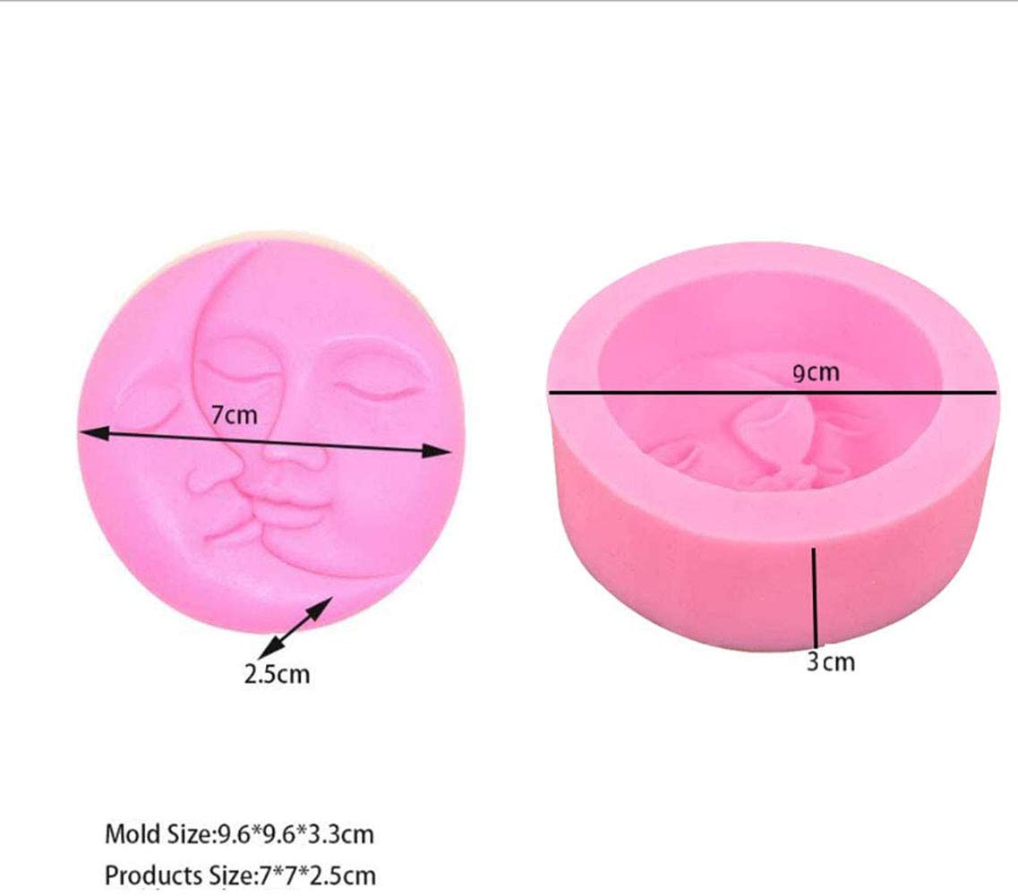 Sun & Moon Silicone Soap Molds Set of 4 - Round Moon Face Molds for DIY Bath Bombs, Lotion Bars, Polymer Clay, Wax & Crayons - Perfect for Handmade Crafts, Candle Making & DIY Gifts