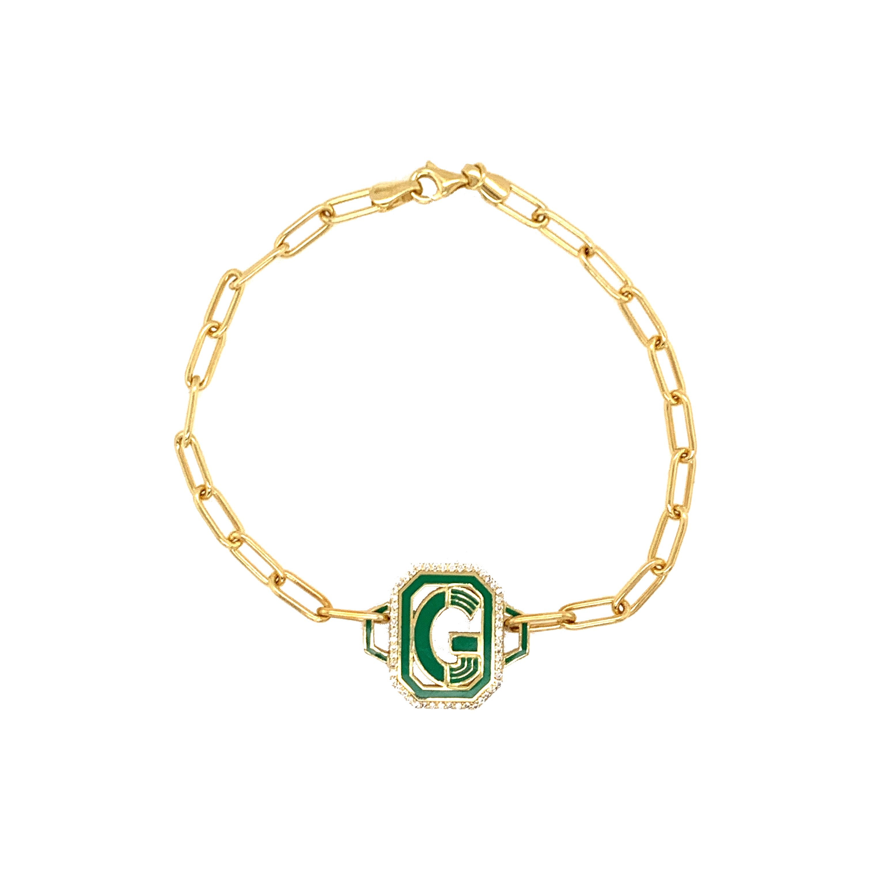 Gatsby Initial Bracelet - 15 Stylish Colors for Personalized Jewelry | Perfect for Gifts, Engraved Name Bracelets & Fashion Accessories
