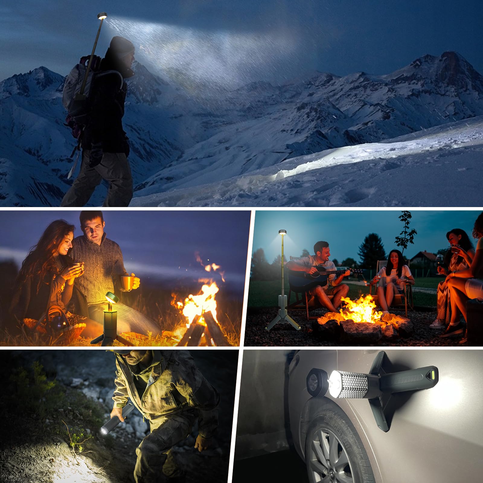 Rechargeable 7800mAh LED Camping Lantern with Telescopic Handle, Magnetic Base & Waterproof Design - Perfect for Outdoor Adventures, Emergency Lighting & Night Work Scenes