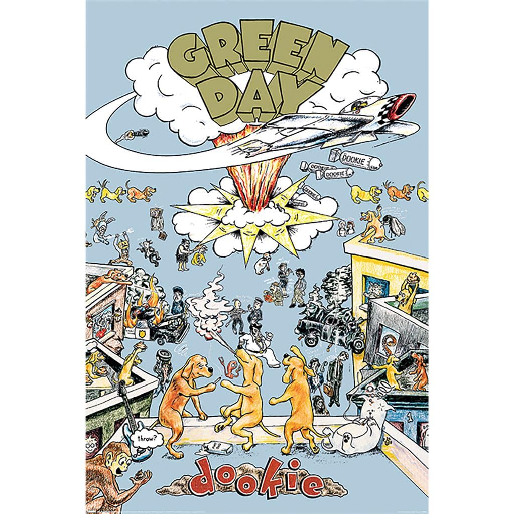 Green Day Dookie Album Heart Rock Maxi Poster 36x24 Inches - Unframed Matte Paper Wall Art Decor for Living Room, Bedroom, Home Office | Music Lover Gift, Punk Rock Room Decor