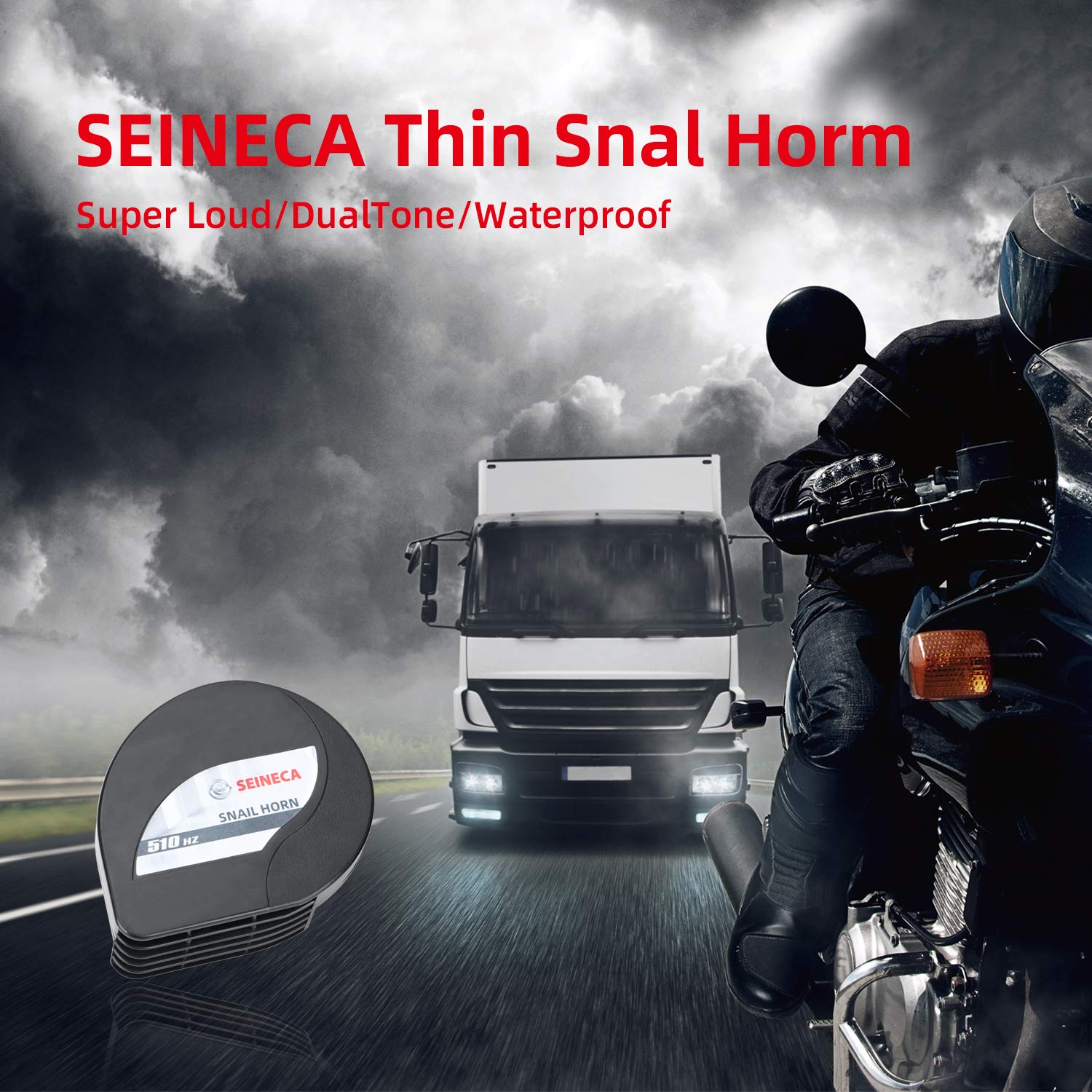 SEINECA 12V Waterproof Snail Car Horn 510Hz Loud High Tone Electric Horn for Motorcycle, Pickup, RV, SUV, MPV, Van, Electric Scooter & Moped - Perfect for Off-Roading, Urban Commuting & Safety Upgrades